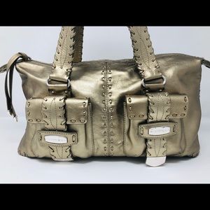 Michael Kors Metallic Gold Whipstitch Hobo Handbag